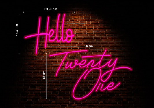 Hello Twenty One Neon Sign